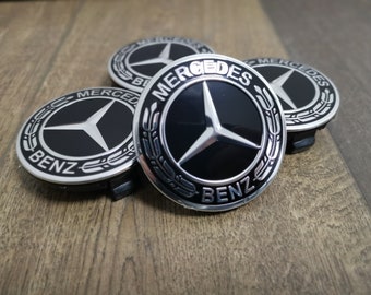 Set of 4 Original Mercedes-Benz Alloy Wheel Centre Cap BLACK Mercedes Benz Wheelcaps 75mm Genuine Mercedes benz wheel caps 75mm black