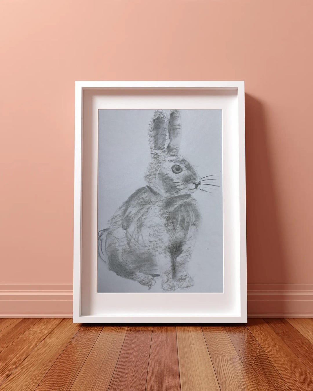 Charcoal Rabbit Drawing Print | Original Art | Woodland Animal Wall ...