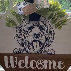 Cockapoo Door Hanger, Dog Door Hanger, Welcome Dog Door Hanger, Welcome Pup Sign