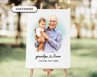 Custom Grandpa Portrait, Grandpa Print Portrait, Papa Gifts , Gift For Grandpa From Grandkids, Christmas Grandpa Gift, Grandfather Portrait