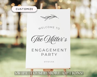 Family Name Engagement Party Welcome Sign, Engagement Party Welcome Sign Foam Board, Engagement Party Sign Wood Frame, Engagement Poster