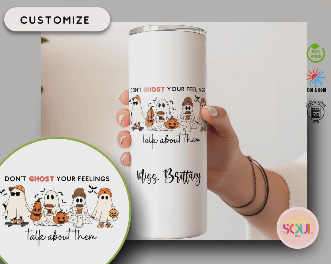 Mental Health Halloween Cup, Don't Ghost Your Feelings, Mental Health ...