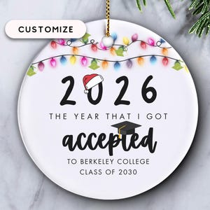 College Acceptance Ornament, College Ornaments, Freshman Ornament, College Students Ornament, New College Student Ornament, First Year Gifts