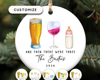 And Then there were 3: New Family Ornament, Pregnancy Announcement, New Baby or Pet