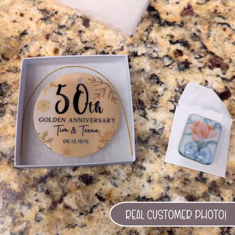 50th Anniversary Ornament, Gold Anniversary Ornament, 50 Years Married Wedding Anniversary Gift, 50th Anniversary Present, Gold Wedding Anni image 13