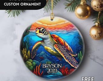 Sea Turtle Ornament, Ocean Lover Gift, Coastal Christmas Ornament, Turtle Lover Gift, Turtle Keepsake