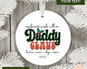 Daddy Claus Christmas Ornament: Custom Kid Names, Dad Holiday Keepsake