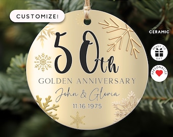 50th Anniversary Ornament, Gold Anniversary Ornament, 50 Years Married Wedding Anniversary Gift, 50th Anniversary Present, Gold Wedding Anni
