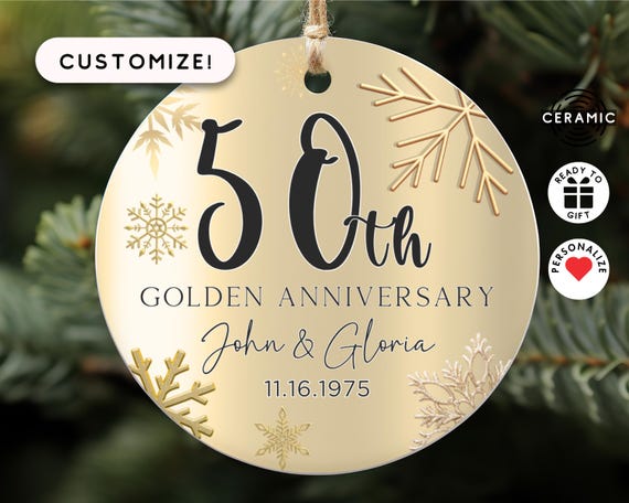 50th Anniversary Ornament, Gold Anniversary Ornament, 50 Years Married Wedding Anniversary Gift, 50th Anniversary Present, Gold Wedding Anni