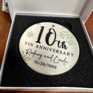 10th Anniversary Ceramic Ornament, Tin Anniversary Ornament, 10 Years Married Wedding Anniversary Gift, 10th Anniversary Present image 16