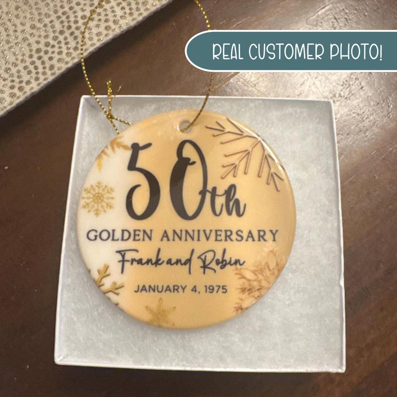 50th Anniversary Ornament, Gold Anniversary Ornament, 50 Years Married Wedding Anniversary Gift, 50th Anniversary Present, Gold Wedding Anni image 14