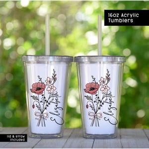 Vaso Birth Flower de 40 oz, taza de viaje Birthflower de 40 oz, no marca Stanley imagen 10