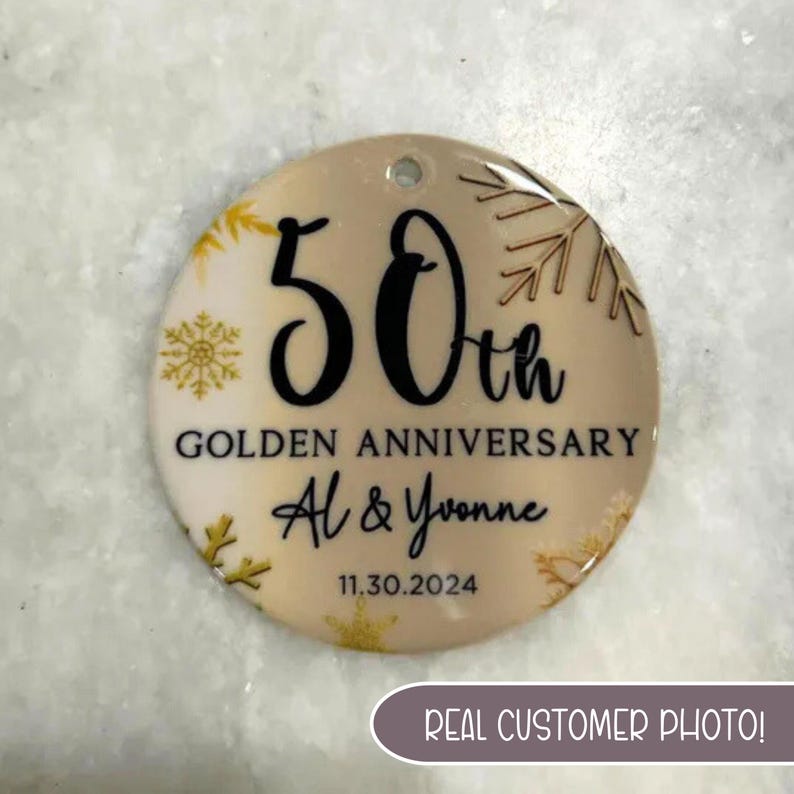 50th Anniversary Ornament, Gold Anniversary Ornament, 50 Years Married Wedding Anniversary Gift, 50th Anniversary Present, Gold Wedding Anni image 12