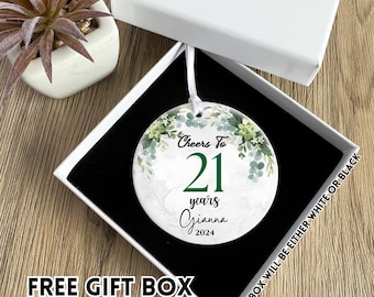 21 Birthday Gift for Her, Personalized 21st Birthday Ornament, Twenty First Birthday Ornament, Gift for 21 Year Old, Personalized 21st Bday