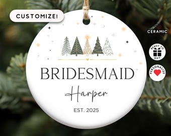 Bridesmaid Ornament, Bridesmaid Gifts for Christmas, Bridesmaid Proposal Gifts, Wedding Gift for Bridesmaid Appreciation Gift for Bridesmaid