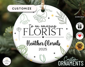 Wedding Florist Appreciation Gift, Wedding Florist Ornament, Florists Ornament, Florist Gifts, Florals Wedding Vendor Gifts, Christmas