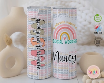 MSW Gifts, MSW Tumbler, Masters of Social Work Graduation Gift, Social Worker Gift Ideas, Social Worker Graduation, Social Work Appreciation