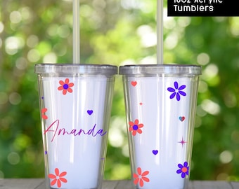 Split Color, Dual Color Tumbler, Not Color Changing Acrylic Tumbler with Name, 16oz Customized Cup, Birthday Party Favors