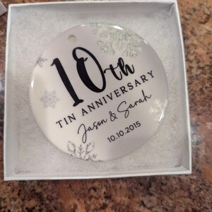 10th Anniversary Ceramic Ornament, Tin Anniversary Ornament, 10 Years Married Wedding Anniversary Gift, 10th Anniversary Present image 13