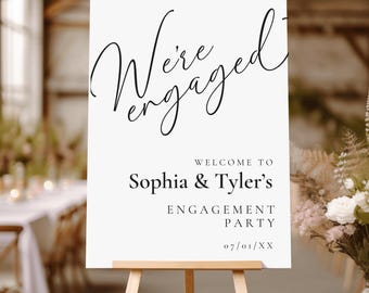 We're Engaged Sign, Gender Neutral Engagement Party, Engagement Party Welcome Sign, Engagement Party Wood Frame, We're Engaged Foam Poster