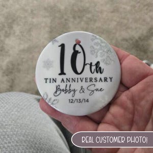 10th Anniversary Ceramic Ornament, Tin Anniversary Ornament, 10 Years Married Wedding Anniversary Gift, 10th Anniversary Present image 14