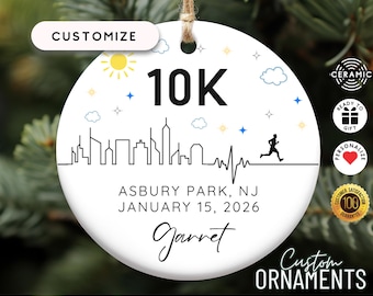 10K Running Ornament, Ran my first 10K, Achievement Milestone Ornament, 10K Runner Gift, Completed First 10K Running Gift, 10K Race Ornament