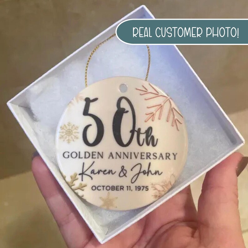 50th Anniversary Ornament, Gold Anniversary Ornament, 50 Years Married Wedding Anniversary Gift, 50th Anniversary Present, Gold Wedding Anni image 15