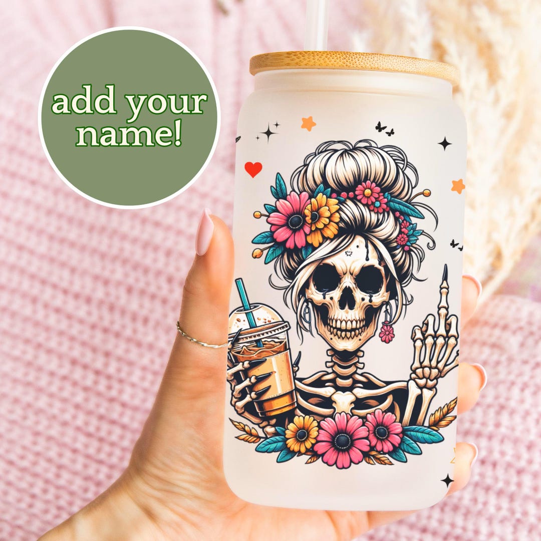 Middle Finger Ice Middle Finger Messy Bun Frosted Tumbler: Middle Finger Ice Coffee Cup ...