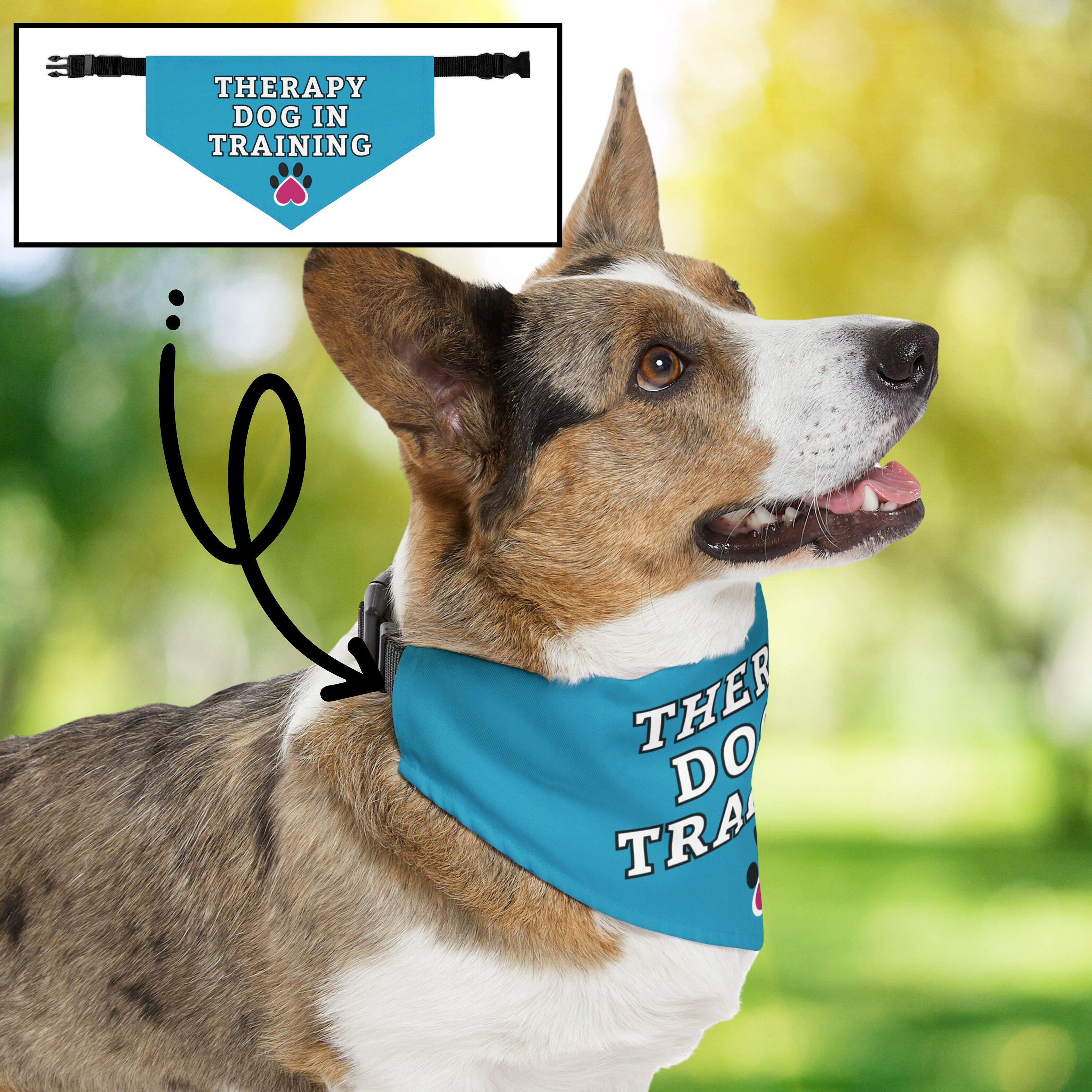 "The Dogtor Is In" Dog Bandana - Flannel Therapy Scarf For Small/Medium Dogs, Emotional Support Pet Accessory