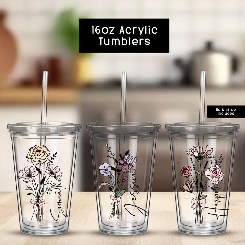 Vaso Birth Flower de 40 oz, taza de viaje Birthflower de 40 oz, no marca Stanley imagen 14