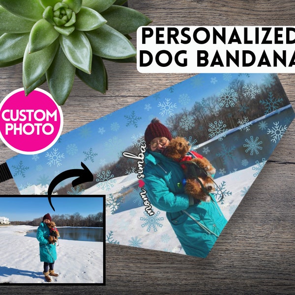 Custom Portrait Dog Bandana, Mom and Dog Photo Dog Bandana, Family Portrait Dog Bandana, Custom Family Picture Pet Bandana Cat Bandana Image