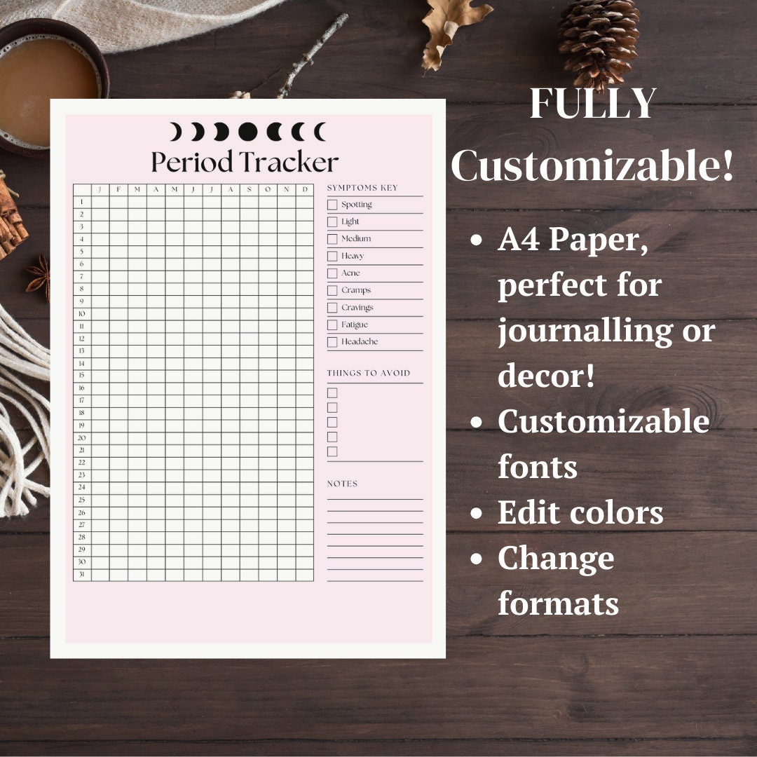 2024 Period Tracker | Women's Moon Cycle Calendar | Gift for Her - Etsy
