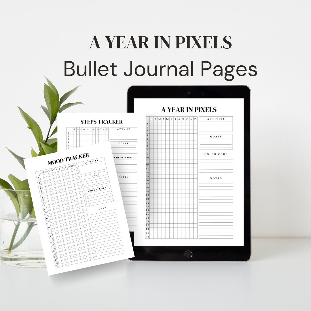 A Year in Pixels Printable Yearly Mood Tracker Year in Pixels, Steps ...