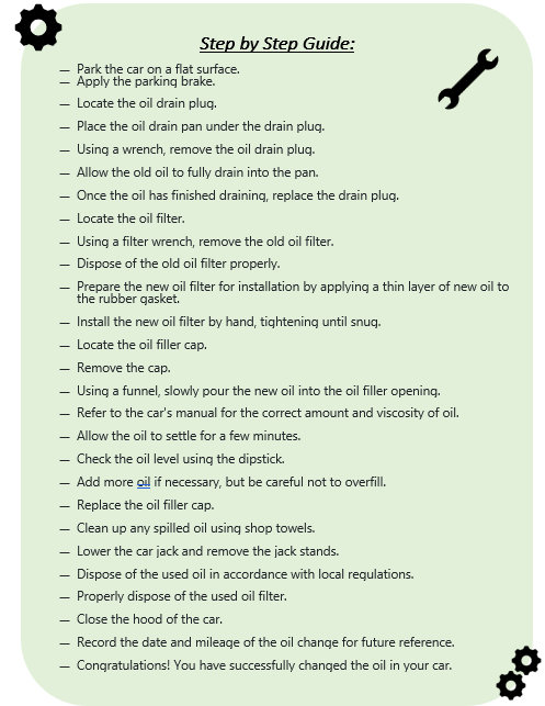 Oil Change - Step by Step Guide - Etsy