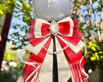 Red Lightstick Bow, BTS Lightstick Arirang Decoration Ribbon Bow Accessory Kpop Concert
