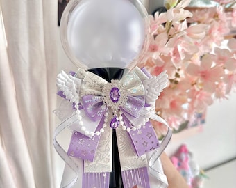Purple and White Lightstick Bow, Kpop Lightstick decoration, Decoration Ribbon Bow Accessory Kpop Concert