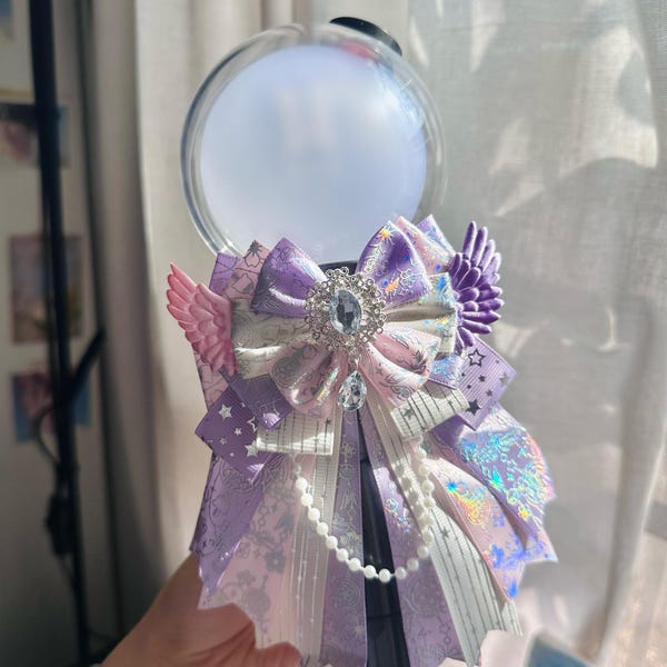 Purple and Pink Lightstick Bow, Kpop Lightstick decoration, Decoration Ribbon Bow Accessory Kpop Concert