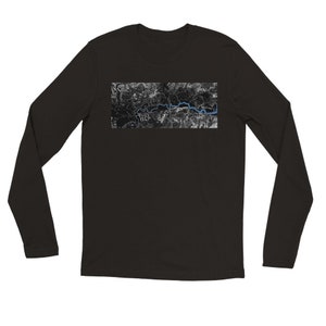T-shirt à manches longues avec carte et contour de la rivière Thames London