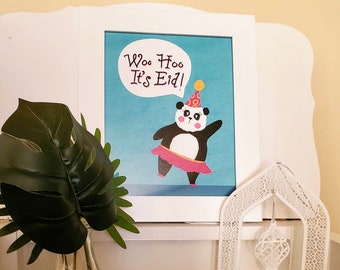 Eid Panda Art Print – Kids Room Decor (PDF Printable)
