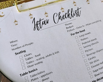 Iftar Party Checklist Printable - Ramadan Prep (Digital Download)