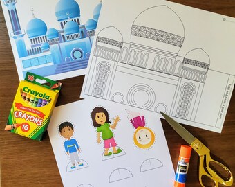 Islamic Printable: 3D Masjid & 3D Muslim Kids