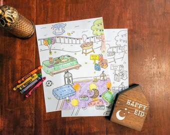 Ramadan & Eid Picnic Coloring Sheet – Kids Activity (PDF Download)