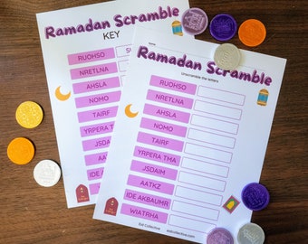 Ramadan Word Scramble Printable - kids Ramadan activity