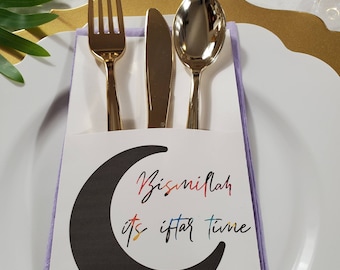 Printable Ramadan Utensil Holders - iftar table, tablescape
