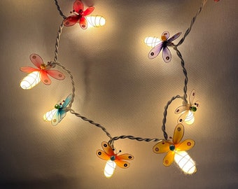 Lustige fröhliche Lichterkette Schmetterlingscocoon mit Pailletten 20 Lichter 3m lang handgearbeitet für Innen