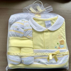 Charmant coffret cadeau bébé coffret première naissance naissance filles garçons canard jaune nouveau-né 6 pièces coton image 1