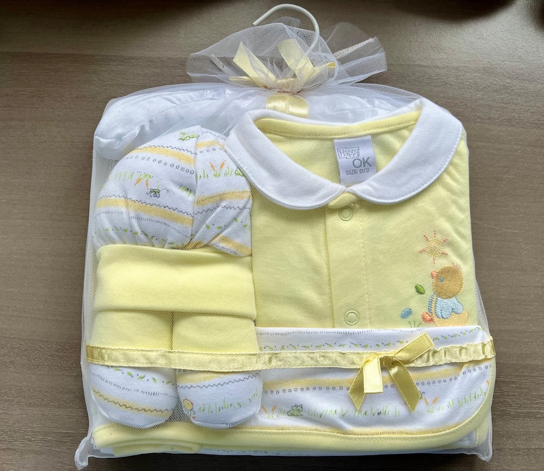 Charmant coffret cadeau bébé coffret première naissance naissance filles garçons canard jaune nouveau-né 6 pièces coton image 1