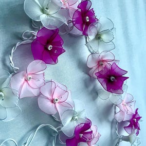 Decorative fairy lights orchid purple pink white 20 lights 3 m long handmade for indoor