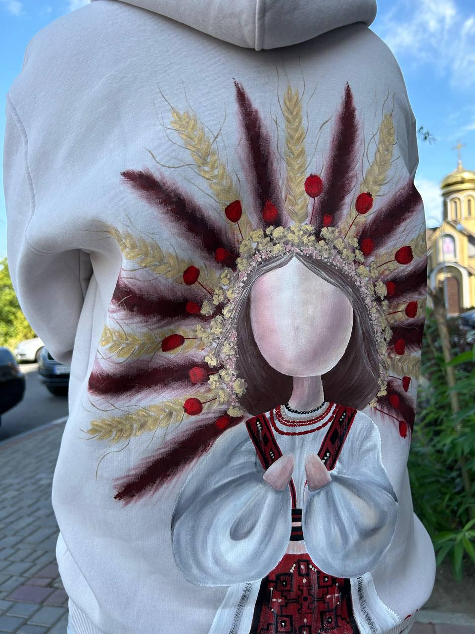 Women Beige ART Printed Hoodie