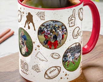 Personalized Football Photo Mug | Sports Fan Gift for Dad, Son, Football Mom, Coach, Team
